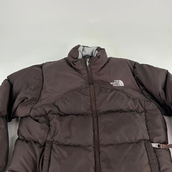 The North Face Puffer Jacket Girls Siz M 8-10 Brown Down Full Zip Winter Jacket - Picture 6 of 11